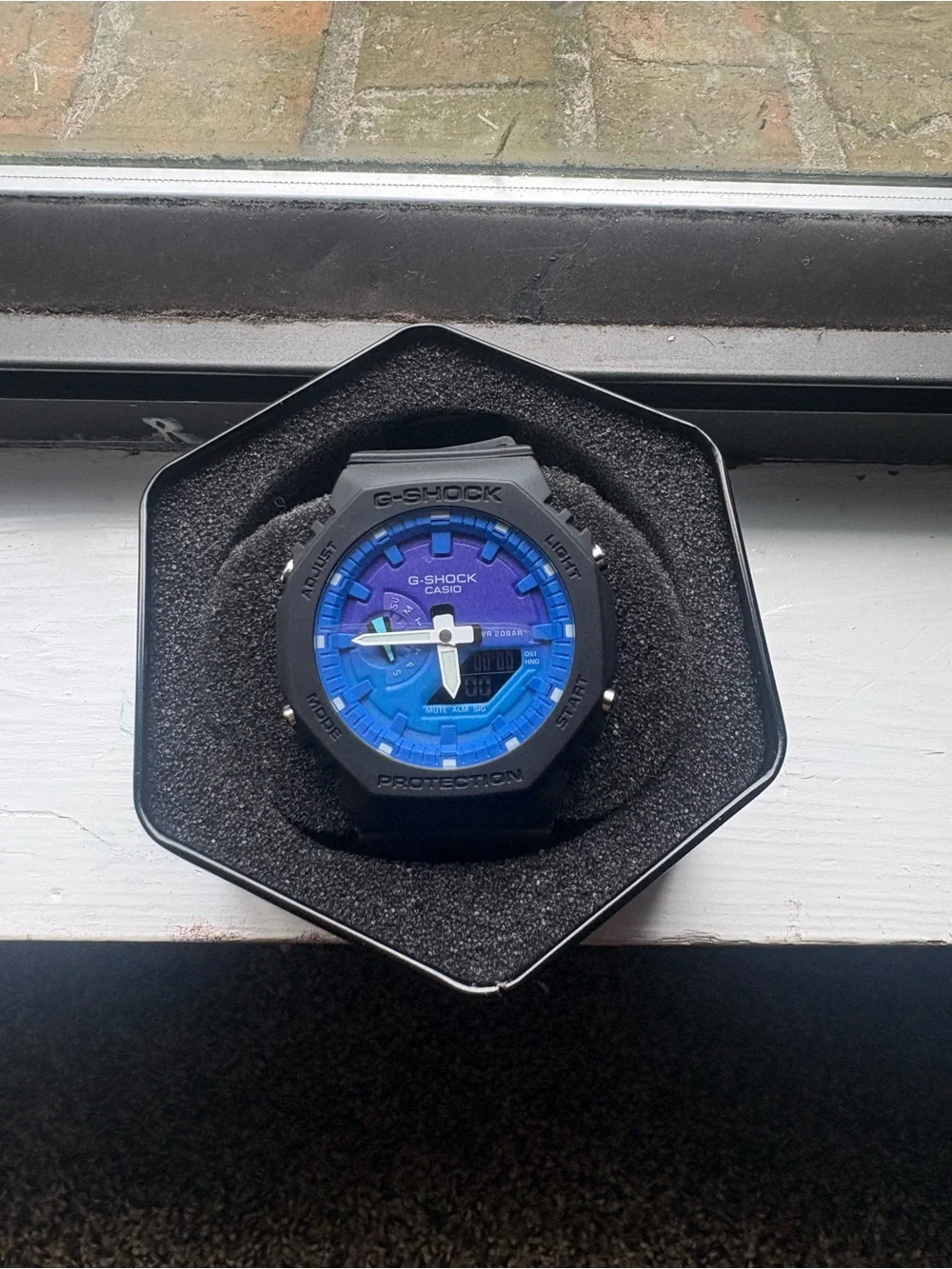 G-Shock Black Watch with Blue Dial